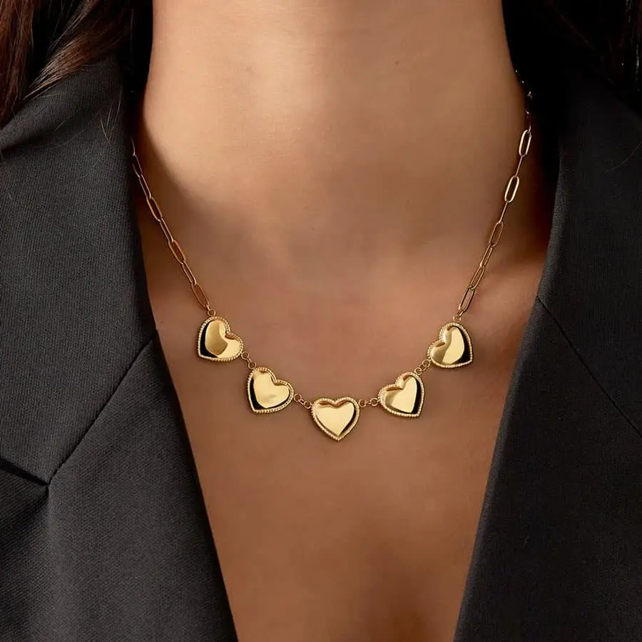 Hartjes Ketting Goud Bedels Hartjes Ketting Goud Bedels