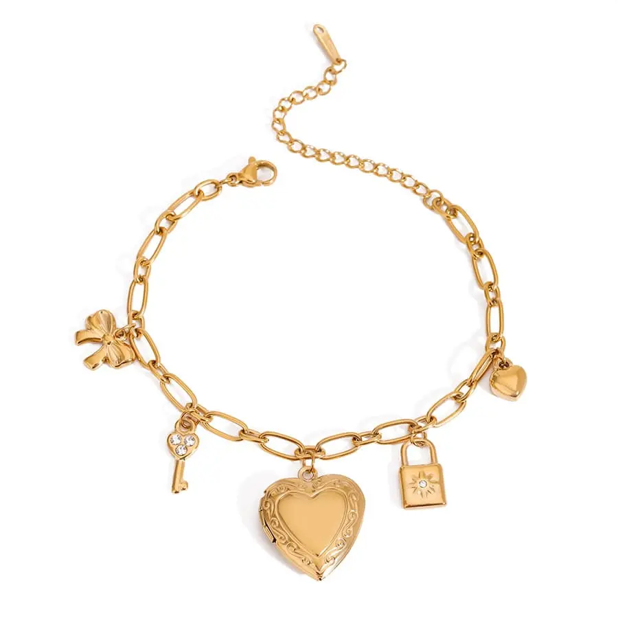 Bedelarmband Key to my heart Gouden Bedelarmband Key to my heart