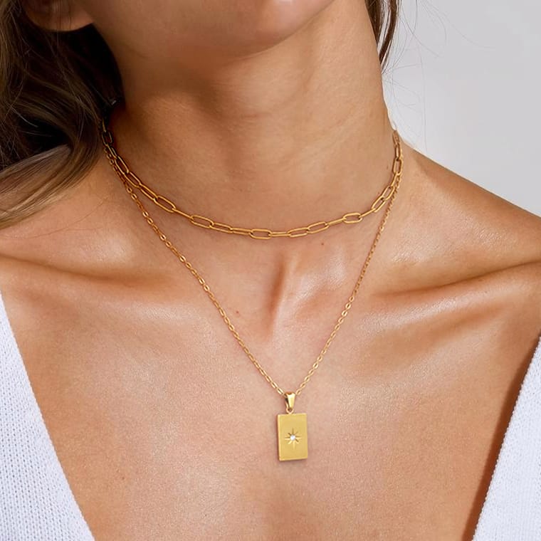 Dubbele ketting vierkante hanger
