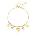 Glinsterende hart armband goud