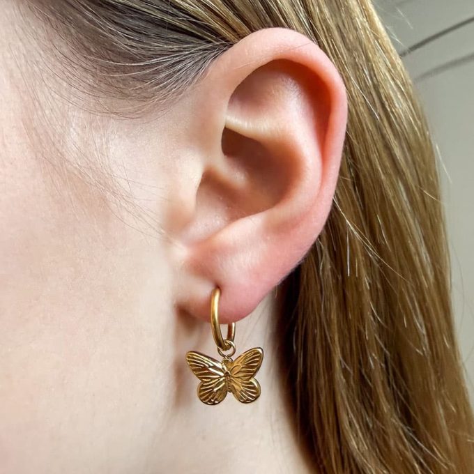 Gouden Oorbellen met Vlindertjes