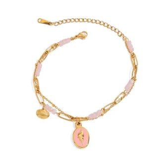 Gouden bedelarmband My Pink Summer