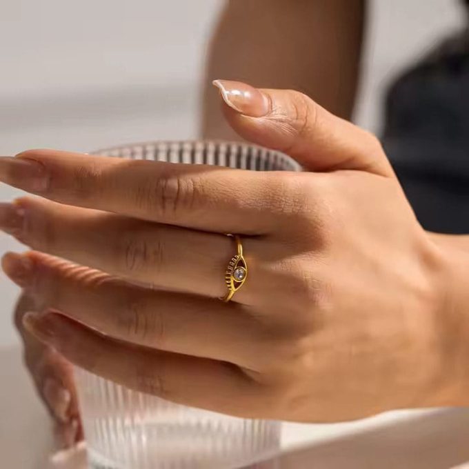 Gouden boze oog ring