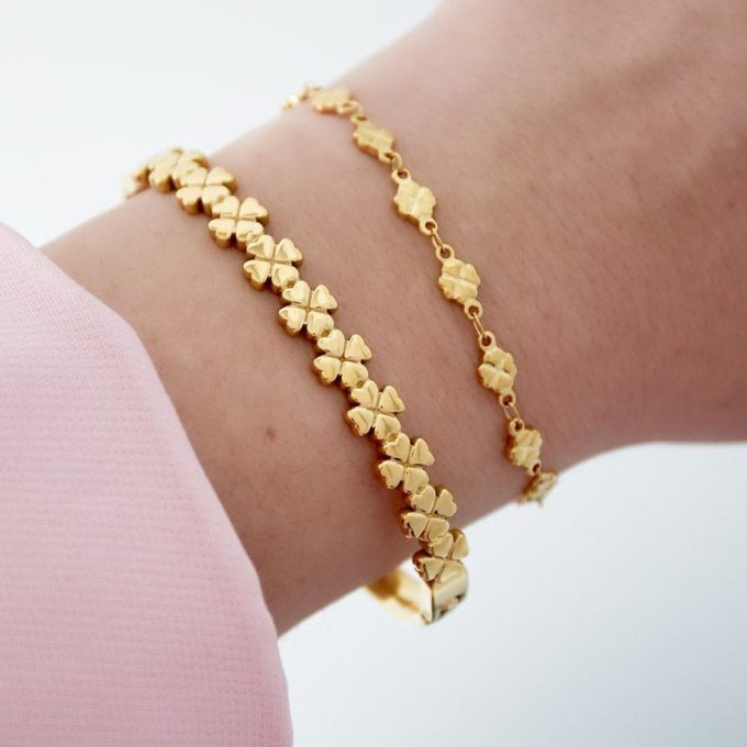 Gouden klavertje 4 armband