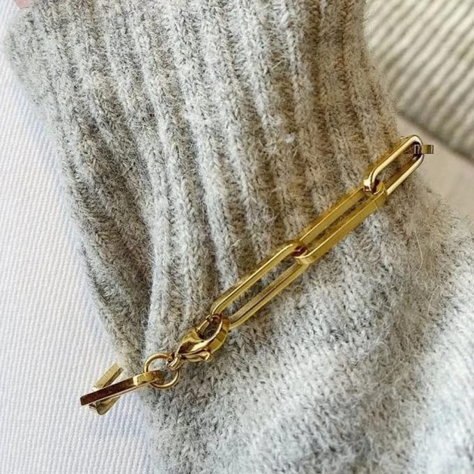 Gouden paperclip armband