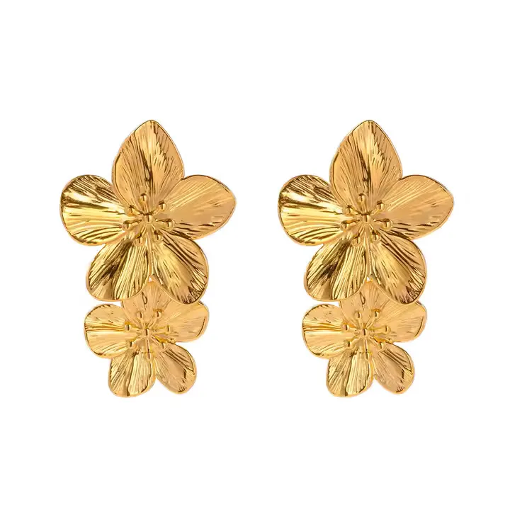 Grote Gouden Bloem oorbellen