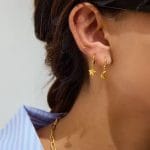 Oorbellen set 3 gaatjes goud