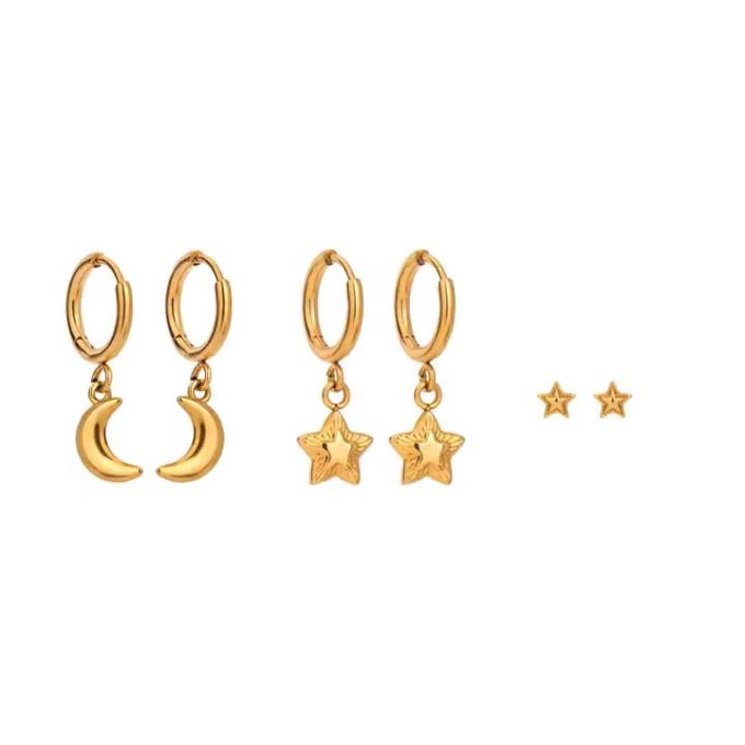 Oorbellen set Ster en Maan