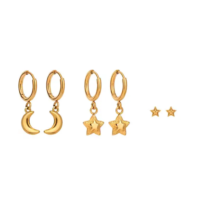 Oorbellen set Ster en Maan