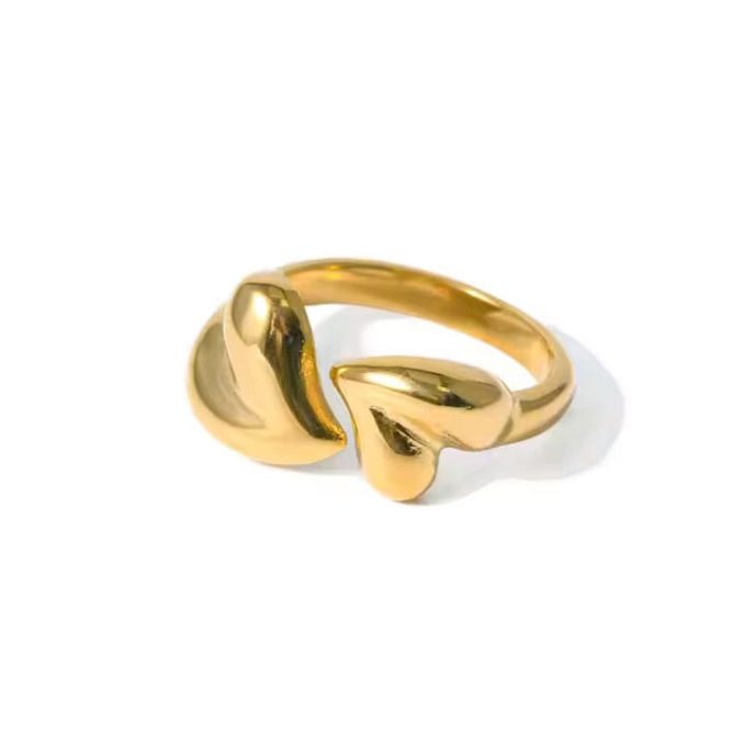 Ring met 2 gouden hartjes