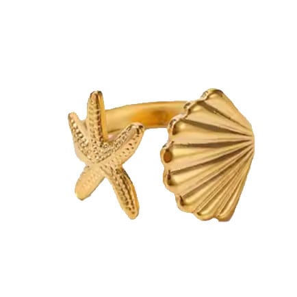 Ring met zeester en schelp