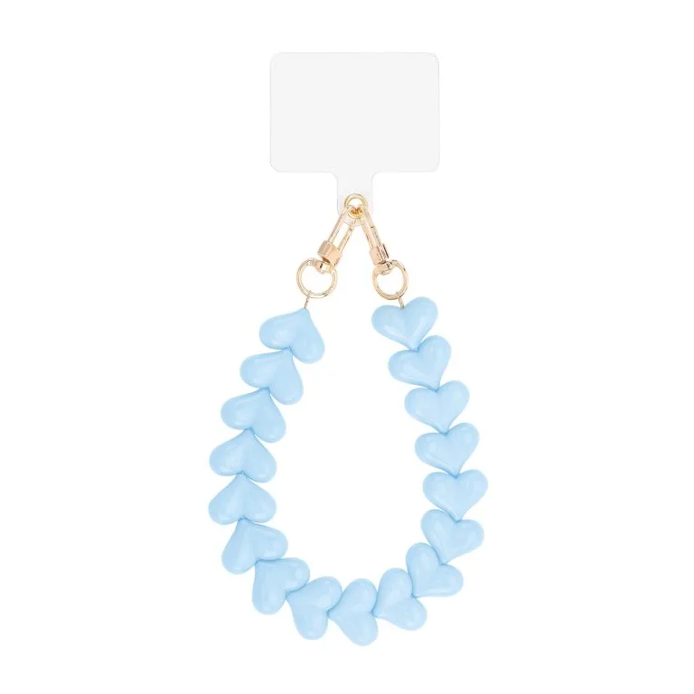 Telefoonkoord hartjes Lichtblauw