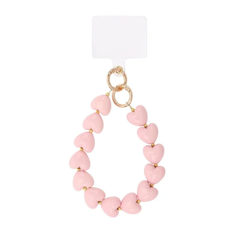 Telefoonkoord hartjes roze