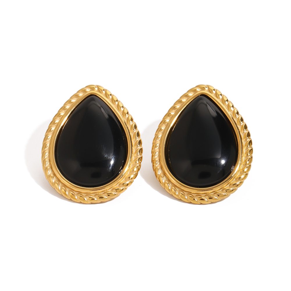 Vintage oorbellen goud met zwart