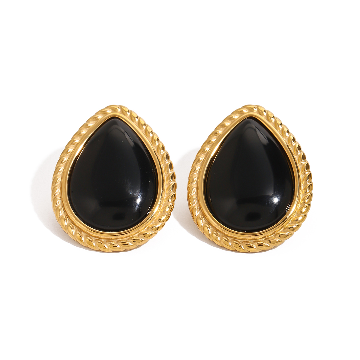 Vintage oorbellen goud met zwart Vintage oorbellen goud met zwart