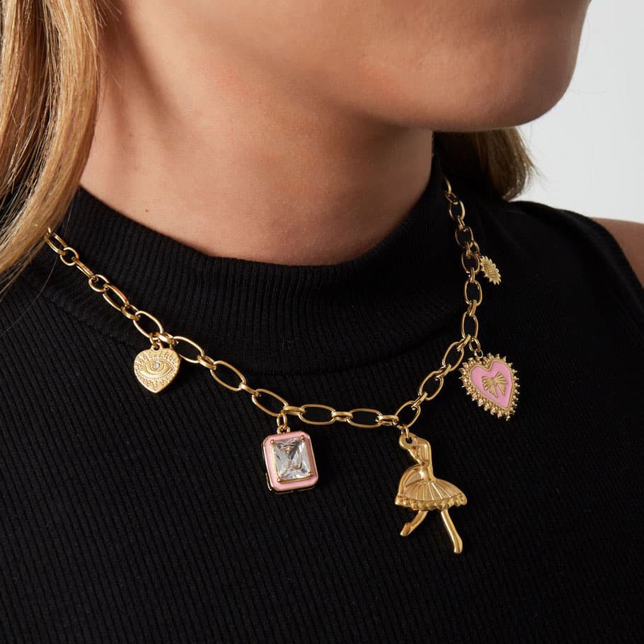 gouden Bedelketting met danseres gouden Bedelketting met danseres