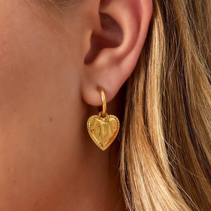 oorbellen met hartjes hanger goud
