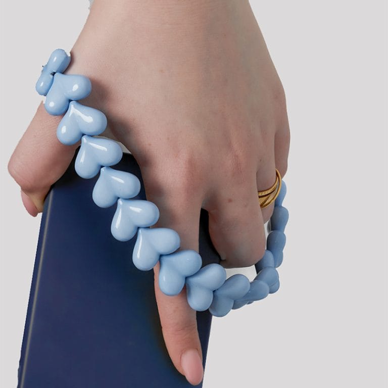 telefoonkoord hartjes blauw