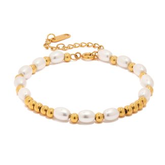 Gouden kralen armband met parels