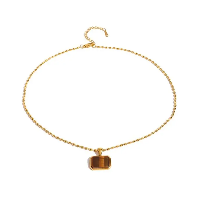 Gouden ketting met tijgeroog bedel
