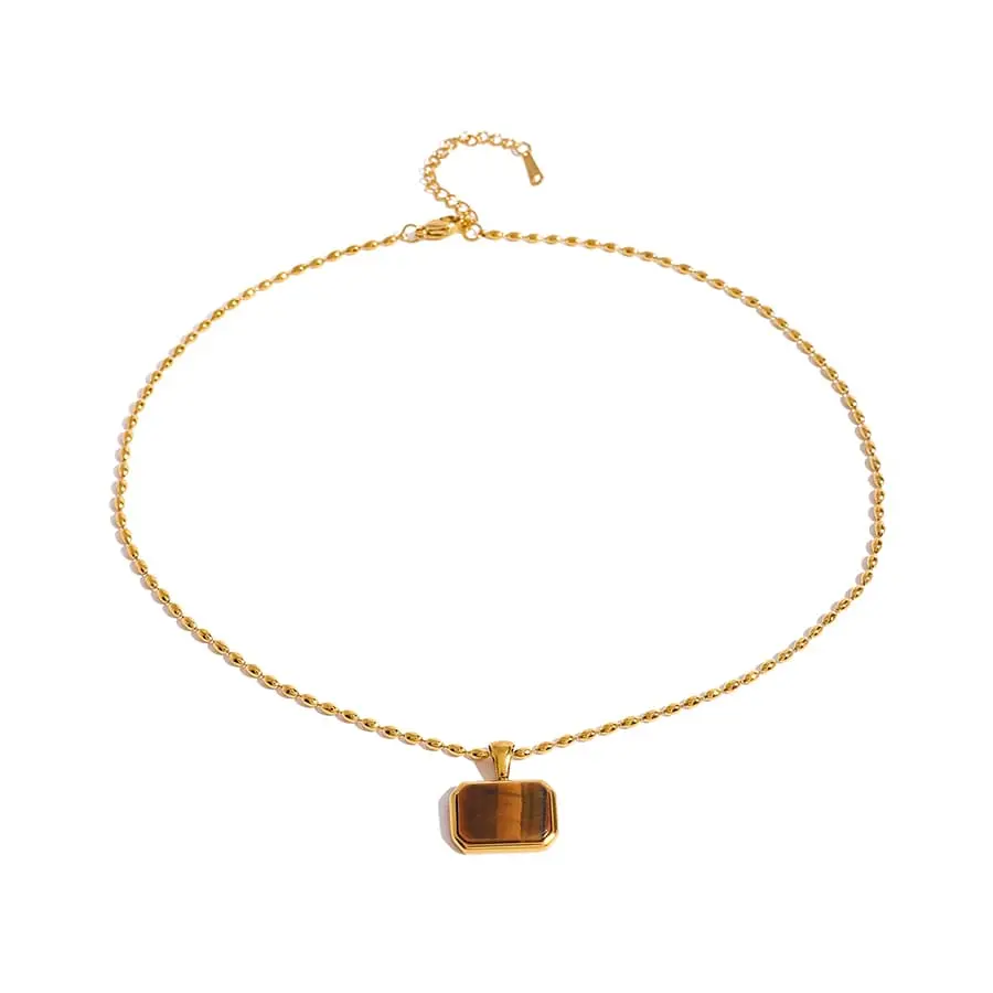 Gouden ketting met tijgeroog bedel Gouden ketting met tijgeroog bedel