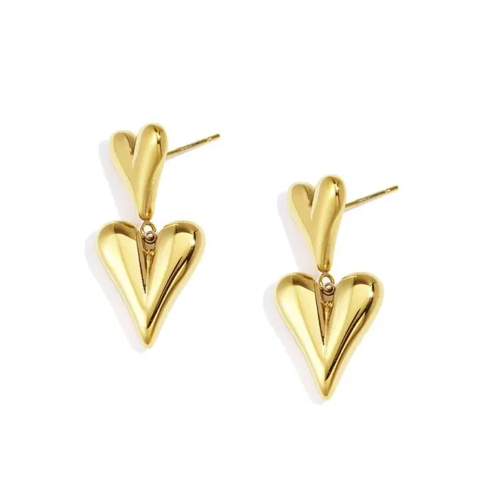 Oorbellen met 2 hartjes