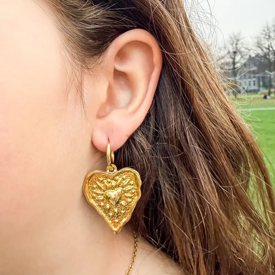 Oorbellen met hart Fire of Love m