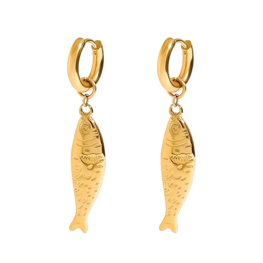 Oorbellen met vis hanger Oorbellen met vis hanger