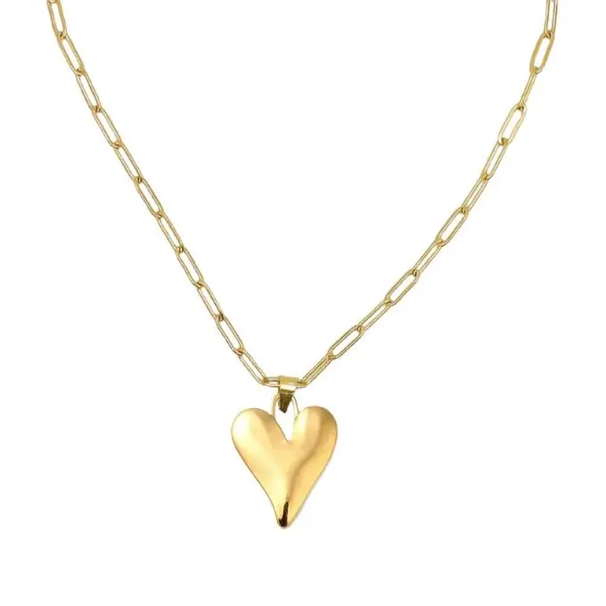 Paperclip ketting met hartjes bedel