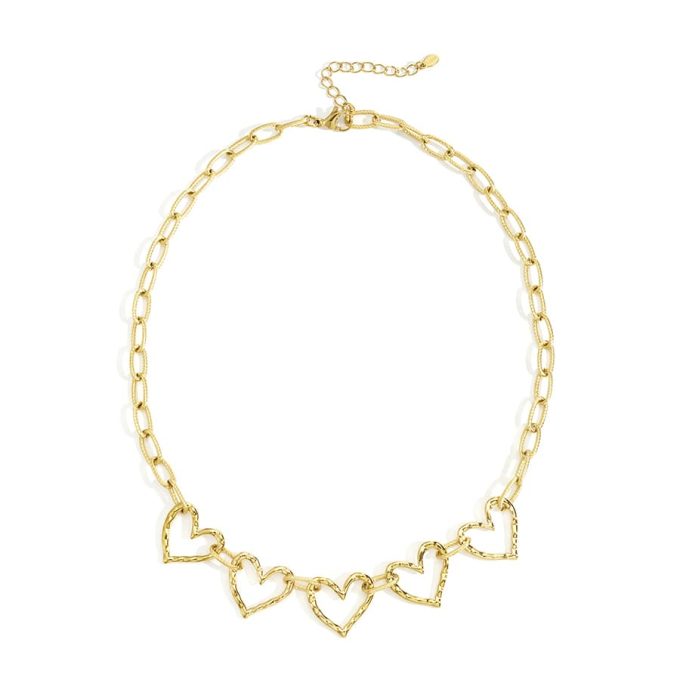 Schakelketting hartjes goud