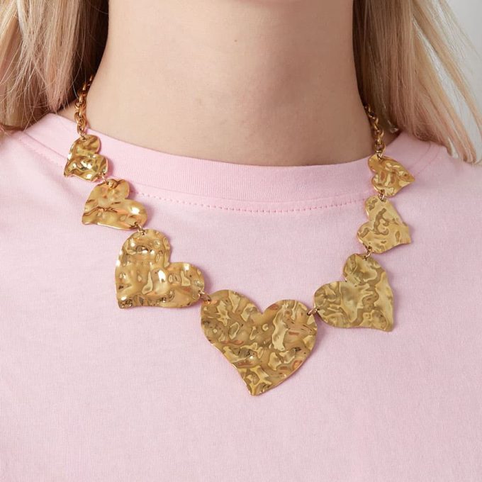 shiny bold hartjes ketting