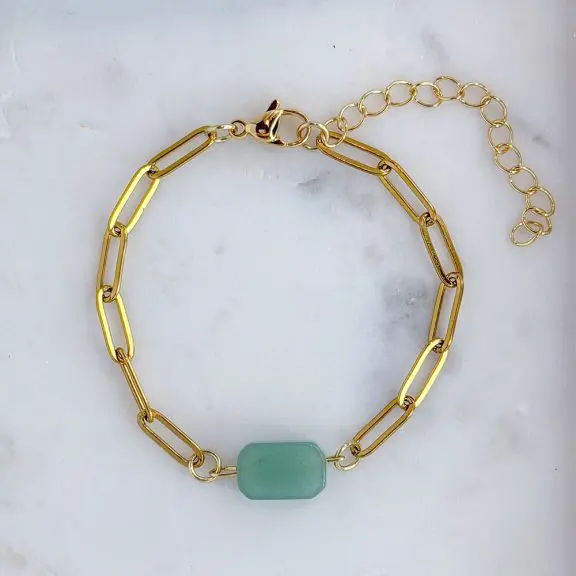 LOUIZ Armband met Aventurijn Steentje