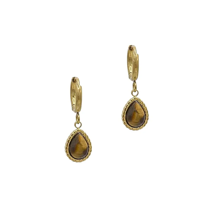 Tijgeroog oorbellen druppel Tijgeroog oorbellen druppel