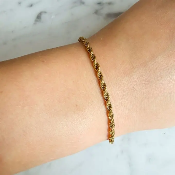 Gouden koordarmband rvs