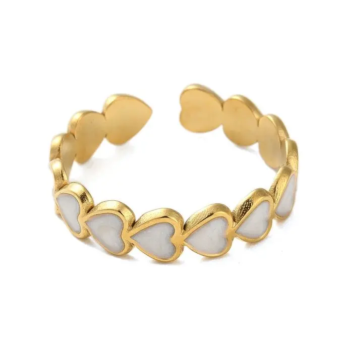 Witte hartjes Ring Goudkleurig