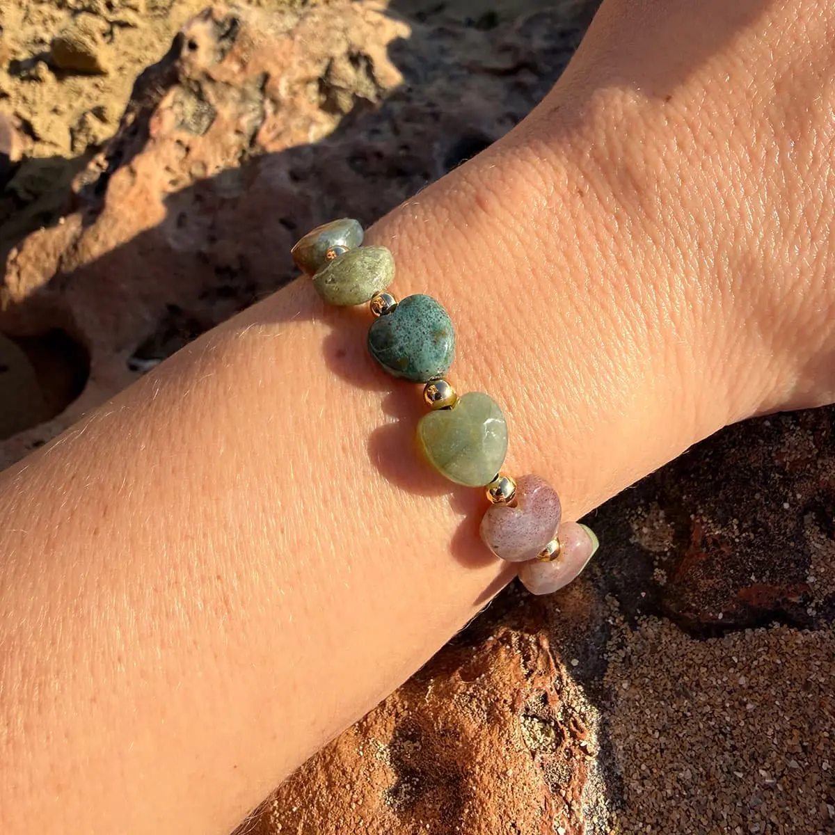 Agaat armband hartjes