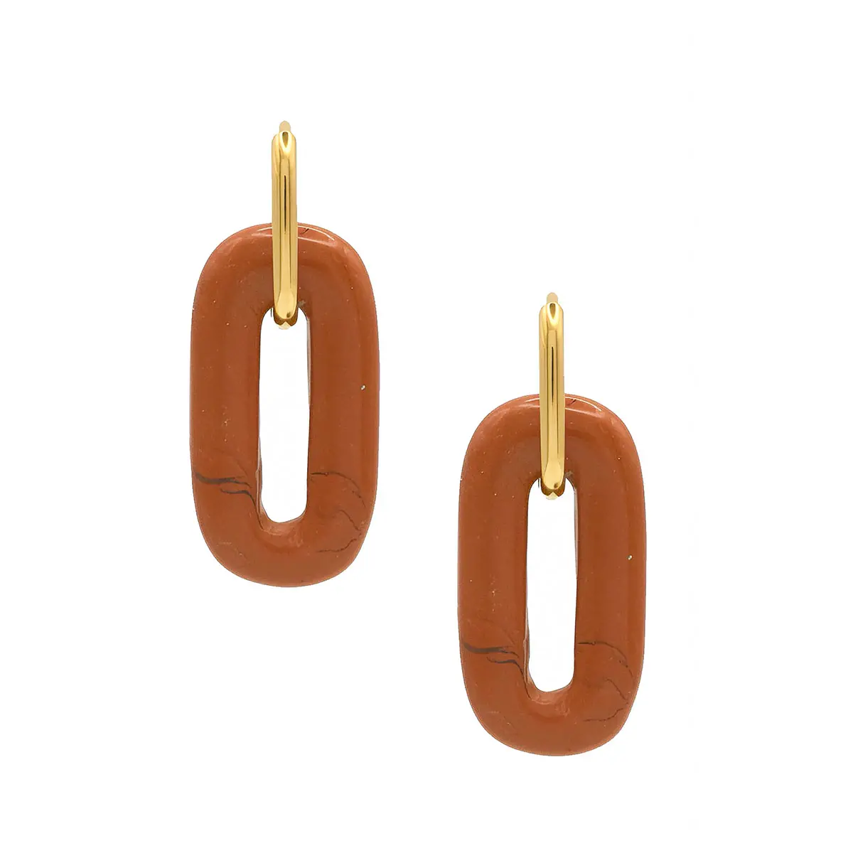 Oorbellen Rode Jasper Ovaal