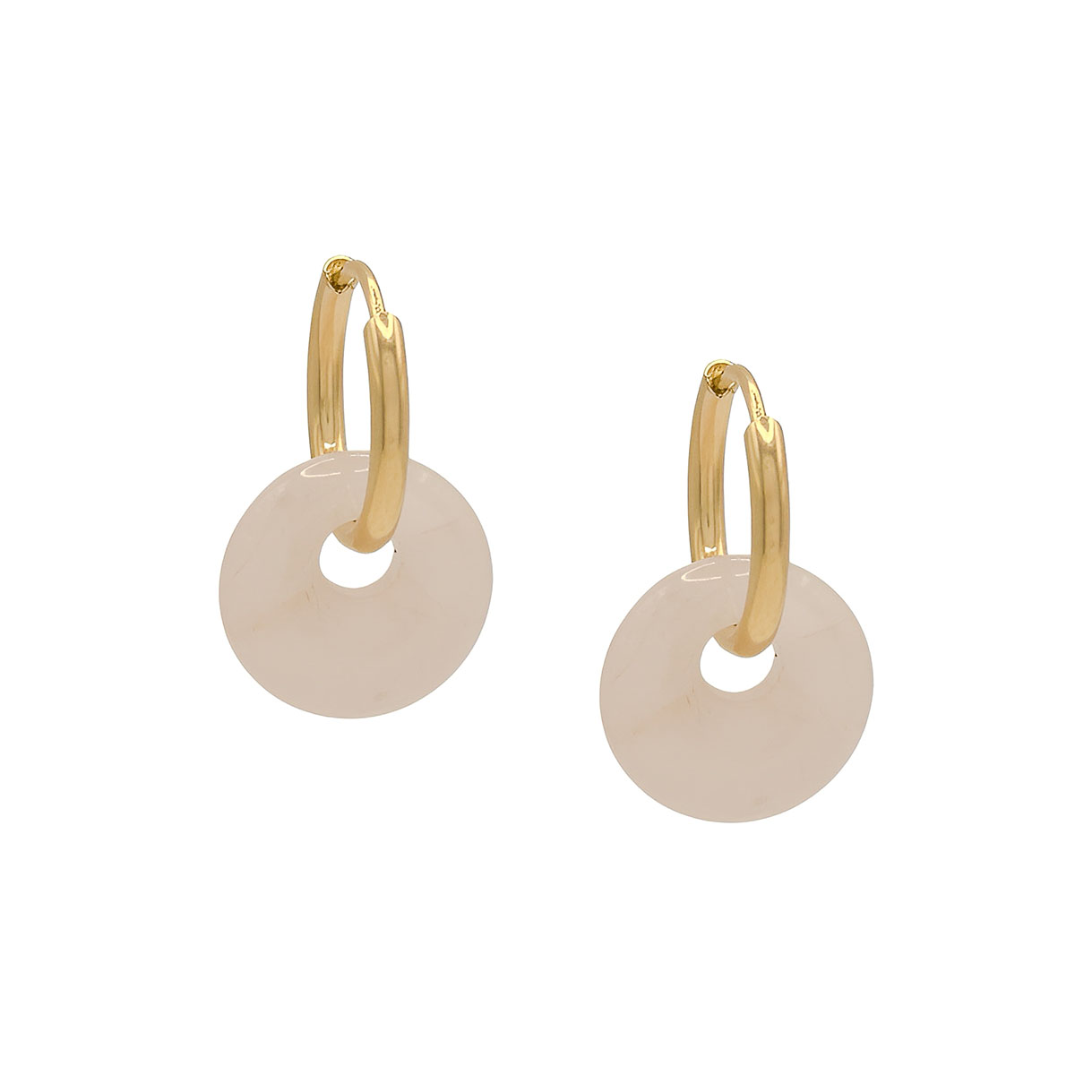 Oorbellen met donuthanger Rozenkwarts