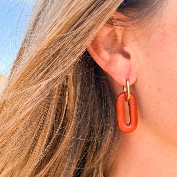 Rode Jasper Oorbellen