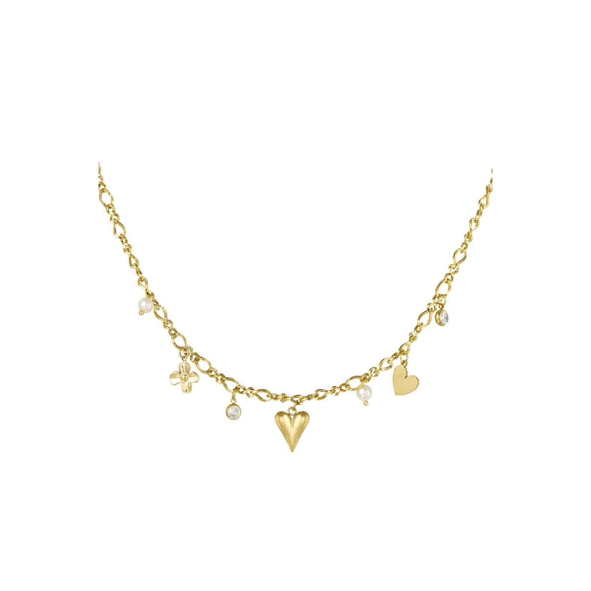 Bedelketting Meisjes met hartjes Goudkleurig