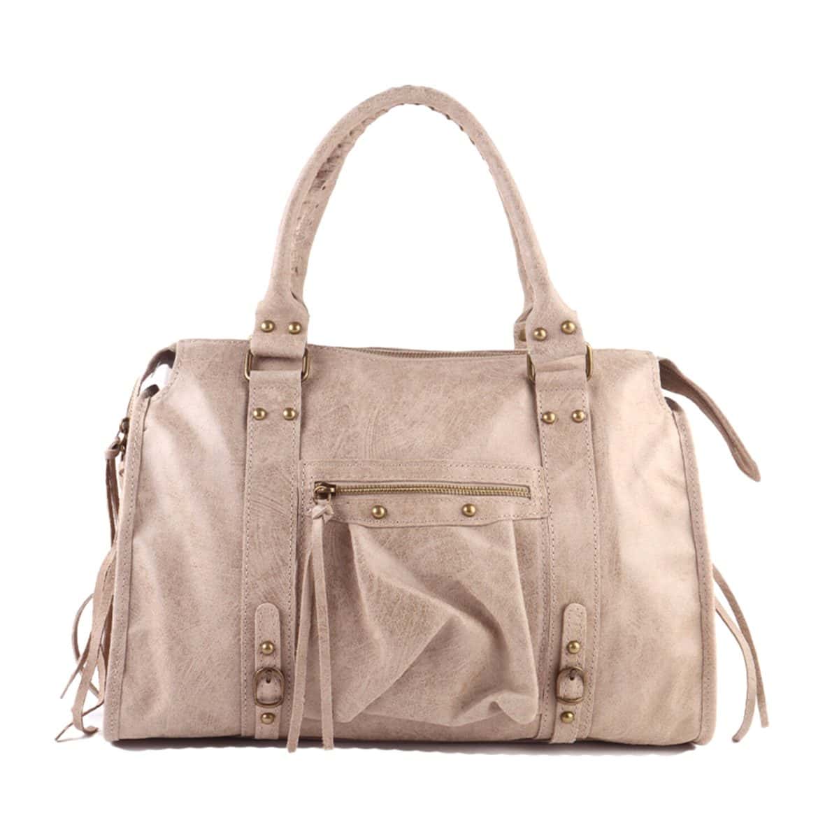 City Bag Beige Echt Leer