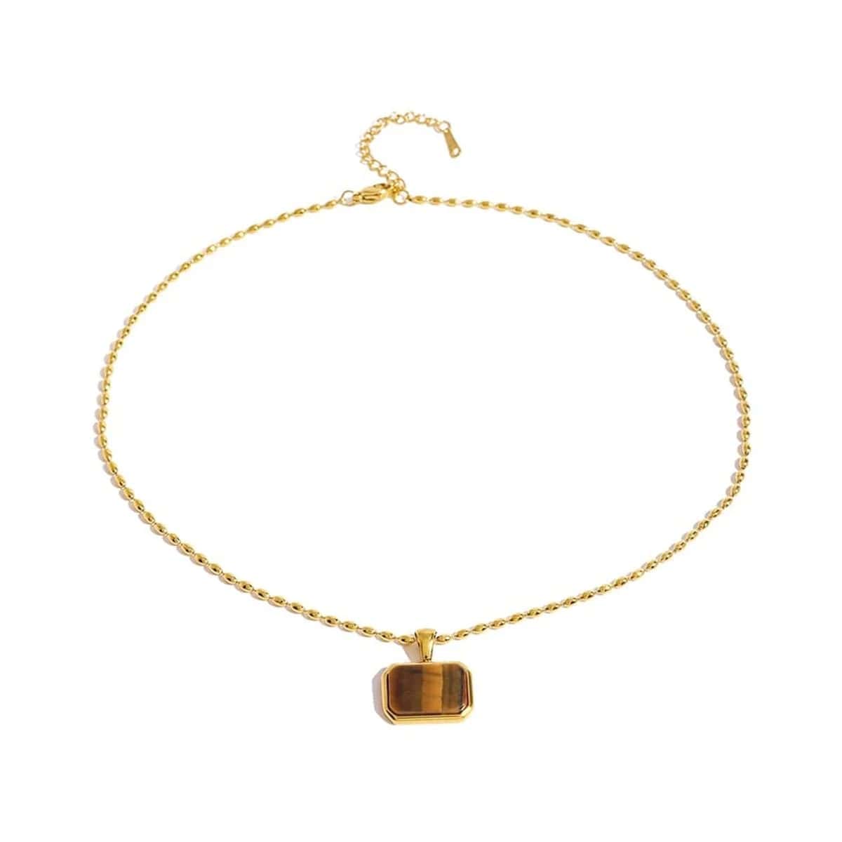 Goudkleurige Ketting met Tijgeroog bedel