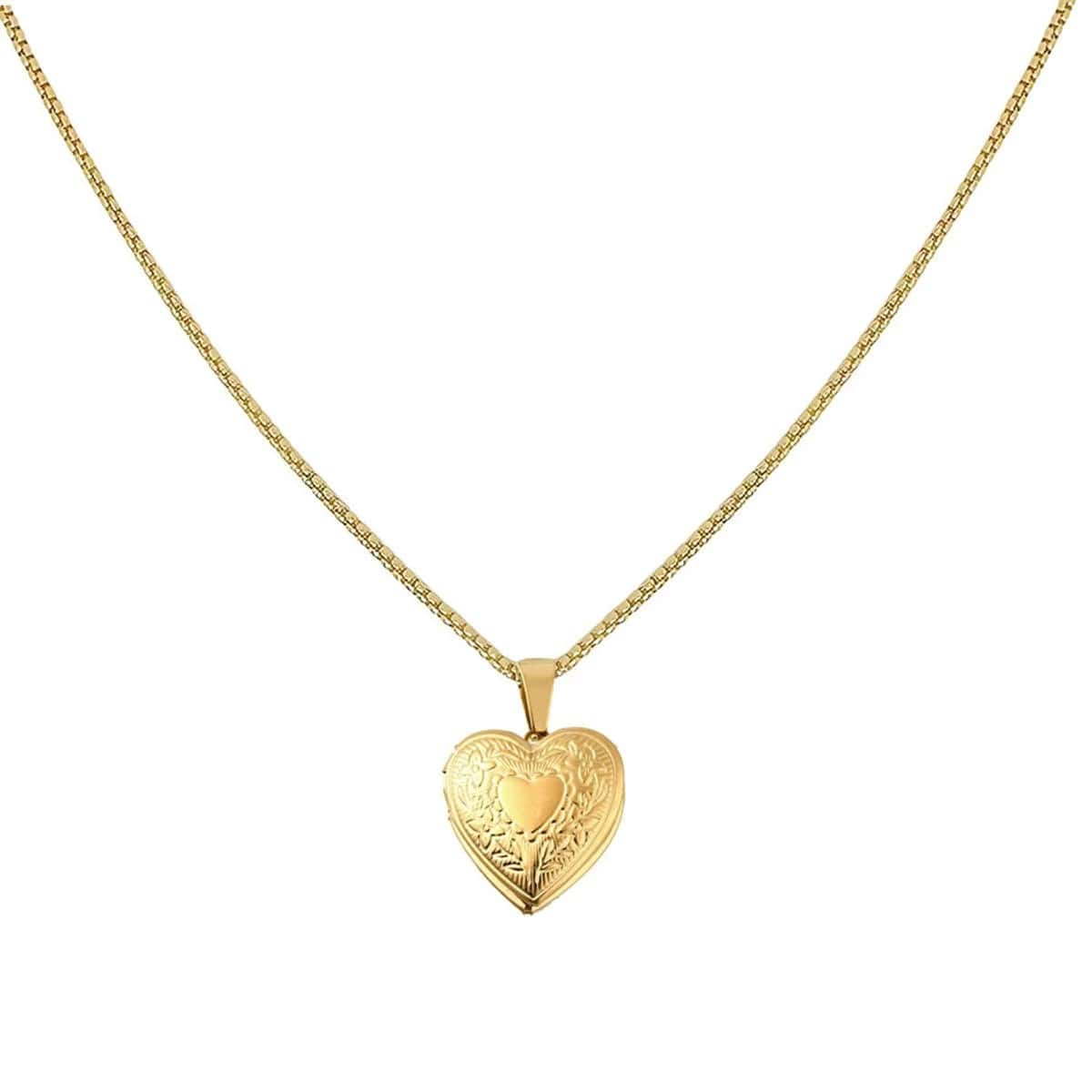 Goudkleurige Medaillonketting met hartje