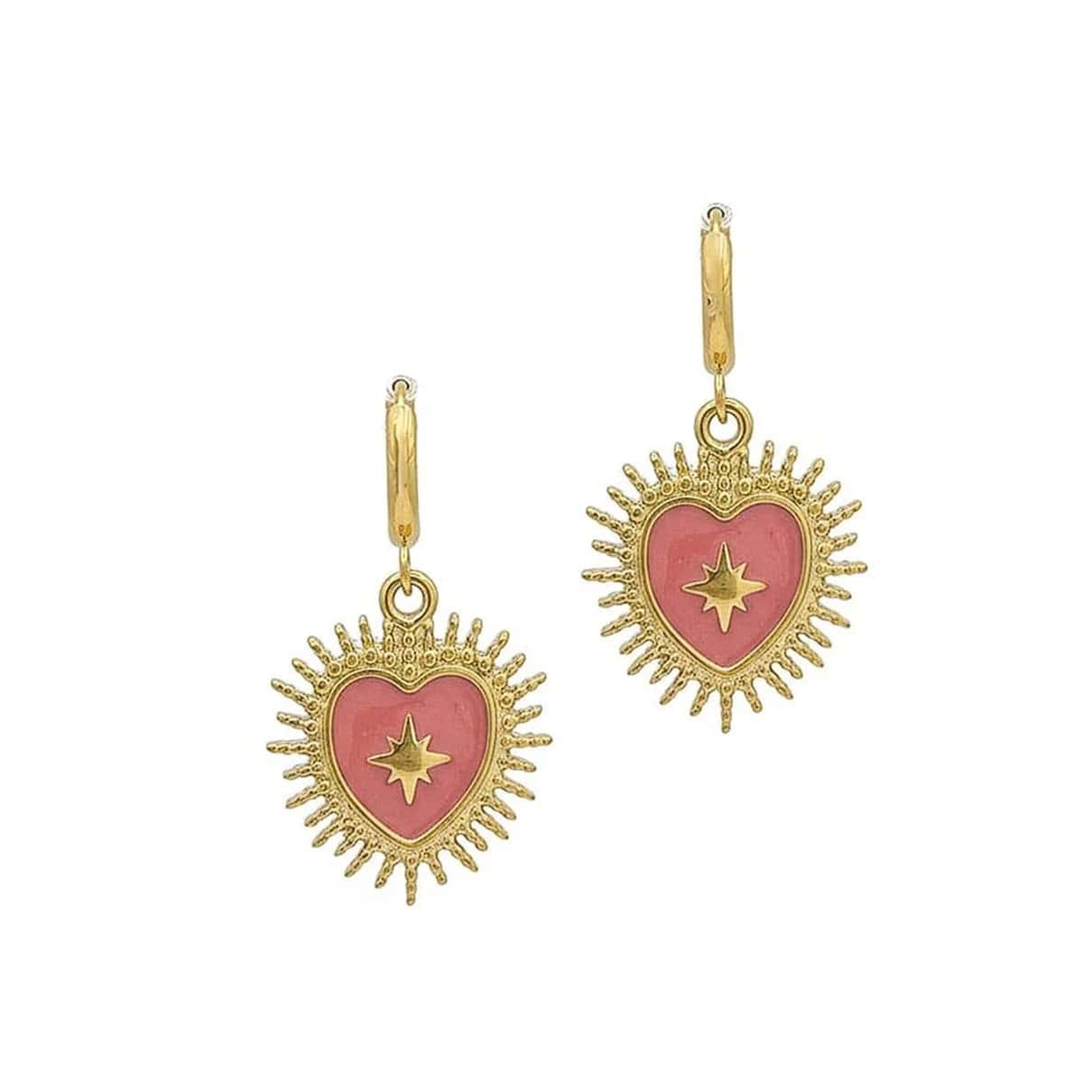 Oorbellen met Bohemian Hartje Roze