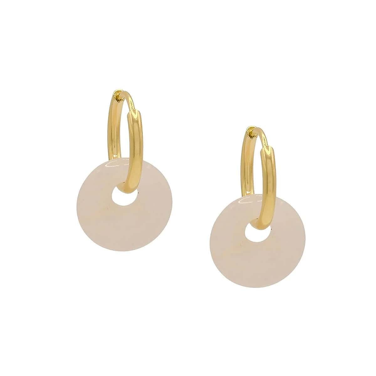 Oorbellen met Donut hanger Rozenkwarts