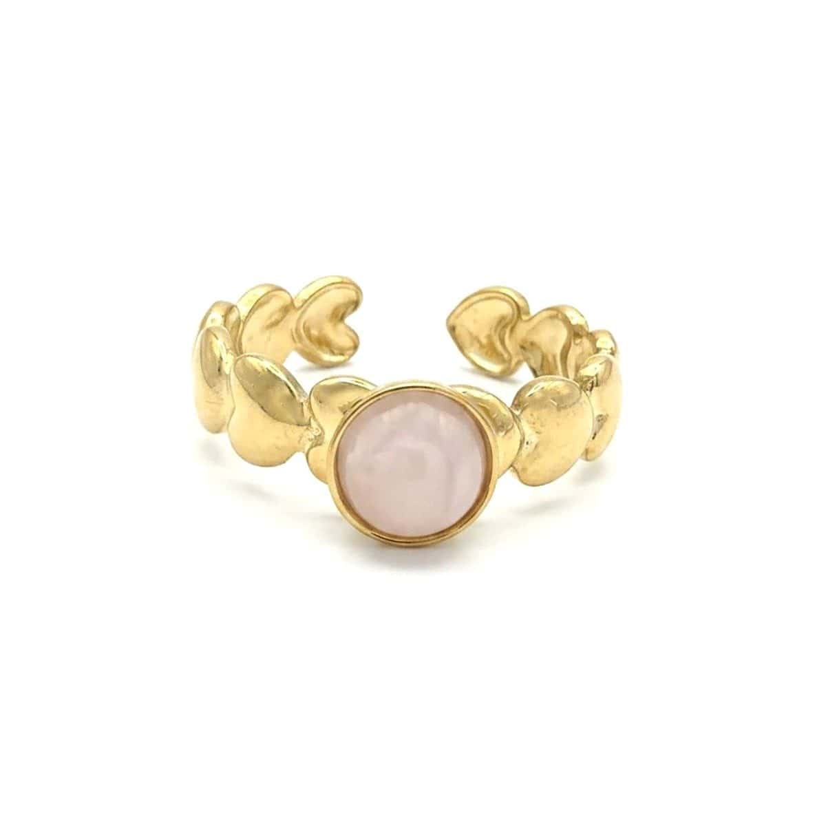 Rozenkwarts Ring met Hartjes